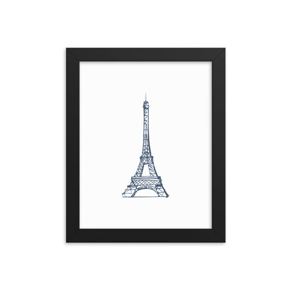 Navy Blue Eiffel Tour Framed Print