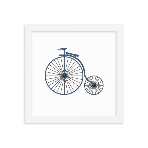 Navy Blue Penny Farthing Bicycle Framed Print