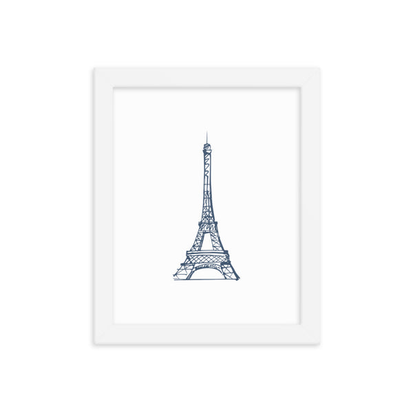 Navy Blue Eiffel Tour Framed Print