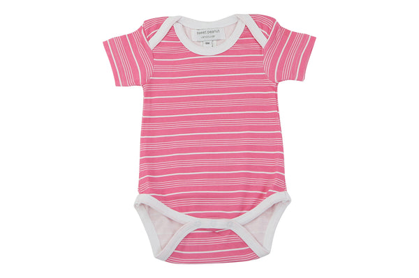 organic cotton baby onesie pink stripes